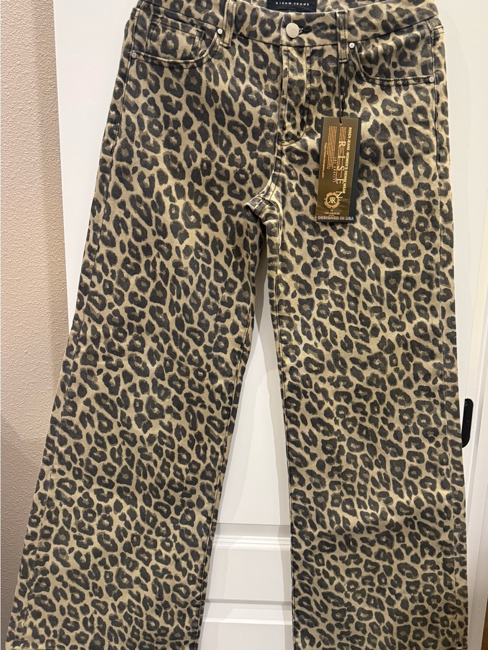 Ksubi Women’s Leopard Print Wide Leg Jeans - Beige/Black